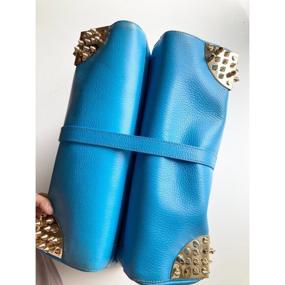 PHILIPP PLEIN Jenna Large Basics Shell Bag Studded Blue Leather Tote Bag Purse - Picture 7 of 14